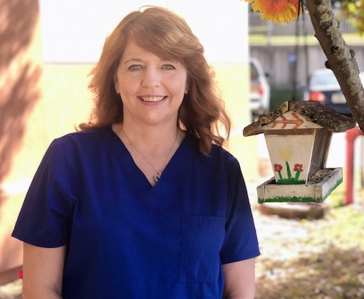 Renee Benson, LPN outside the Tallahassee Memorial Rehabilitation Center