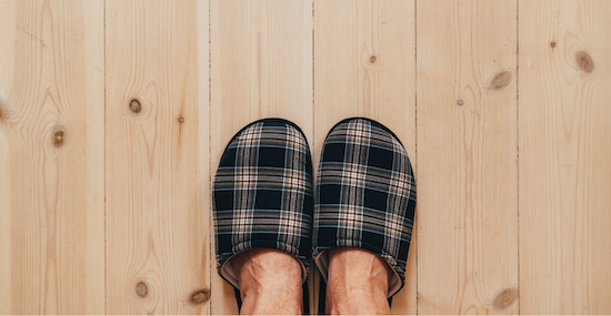 two feet in slippers
